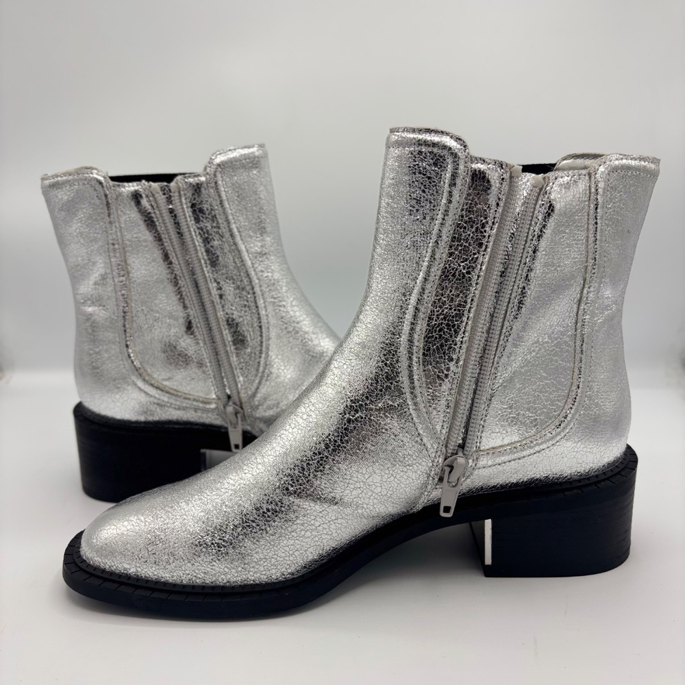 BCBGeneration Barini Silver Metallic Cutout Ankle Boots 6.5M Western Festival - Picture 6 of 16